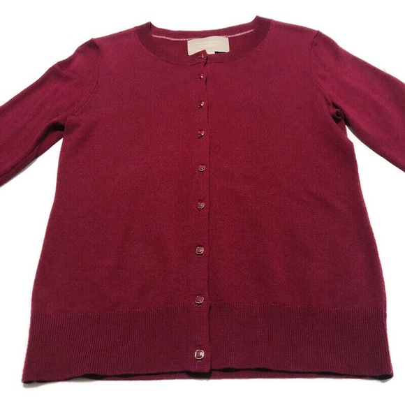 BANANA REPUBLIC | Red Cardigan 100% Merino Wool PS - Picture 4 of 15